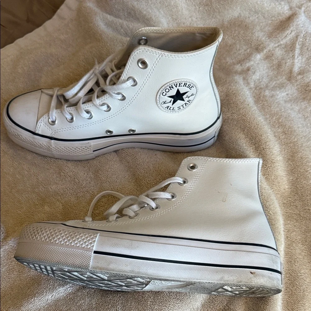 Converse White High-Top Leather Sneakers - Picture 1 of 5